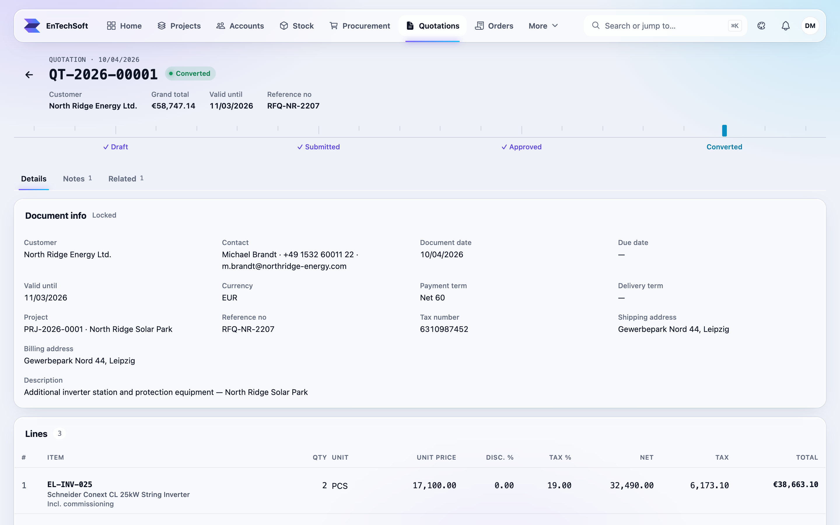 Quote to invoice